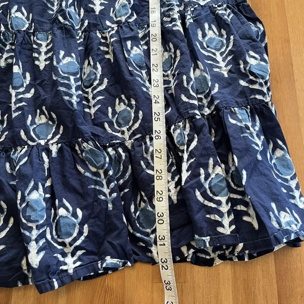 Dress Addict Women's Mini Dress Size Med Blue Batik Tiered Boho Puff Sleeve Chic - Picture 16 of 16